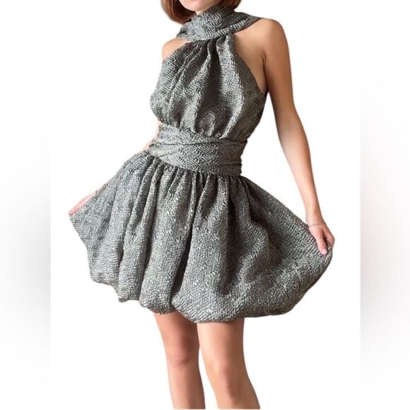 Jonathan Simkai Mini Green Dress Ruffle Size 2 - Picture 5 of 13